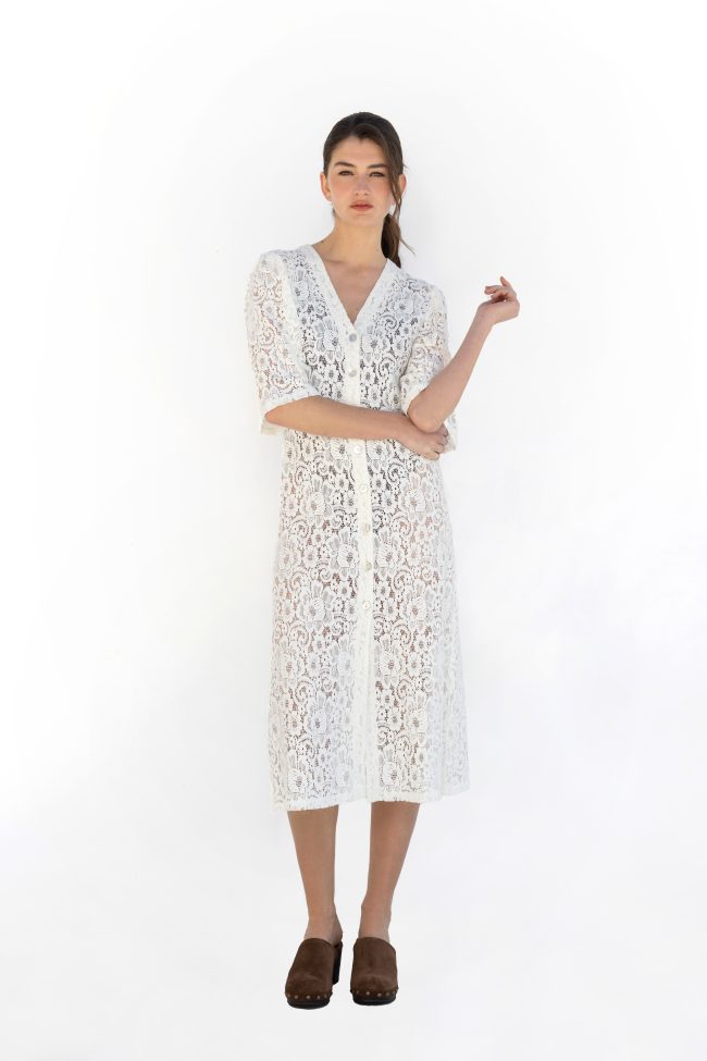 white lace viscose dress loose fit flicka athens blossom days