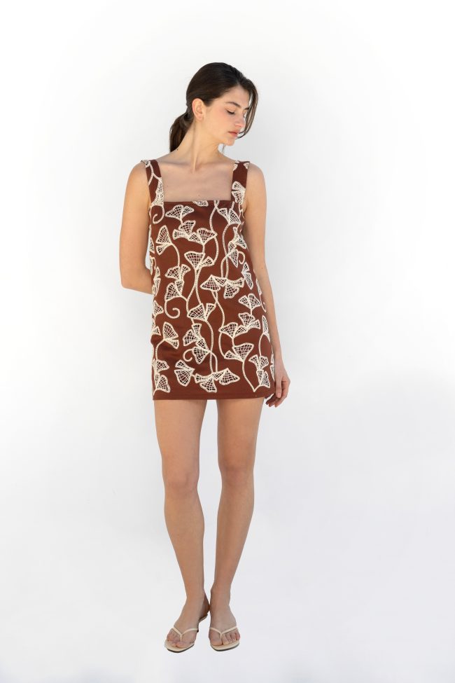 brown crochet mini dress 100 viscose flickaathens