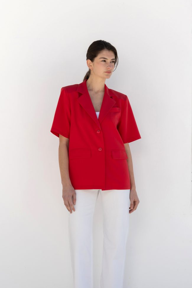red loose blazer side view flickaathens